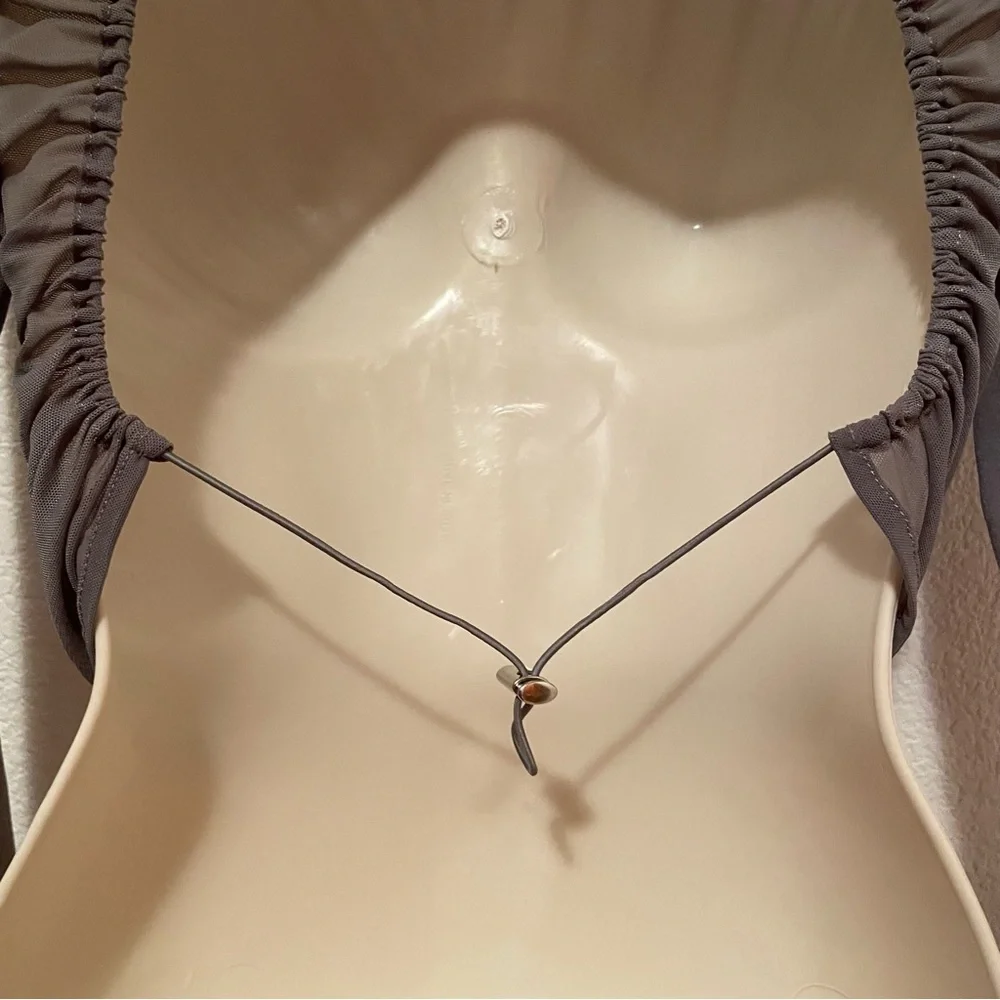 Zara Women’s Cropped Gray Open Back Mesh Adjustable Top Shirt Size Small